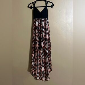 Guess Dress Sz XS Gray/Orange Abstract Print Asymmetrical Strap Lined Career